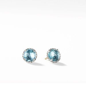 David Yurman Petite Chatelaine Stud Earrings in Sterling Silver with Blue Topaz